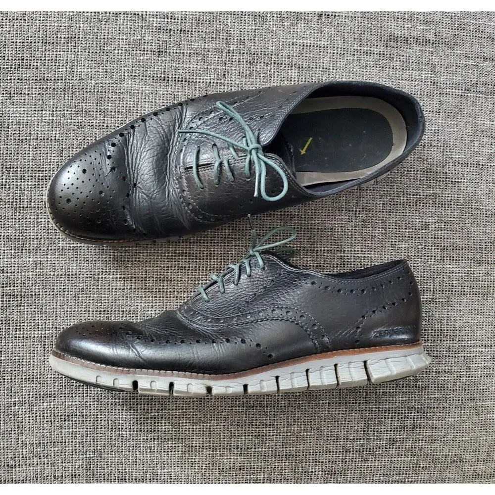 Cole Haan Zerogrand Mens Wingtip Oxford Black/Gray Dress Shoes C25005‎ Size 9.5M